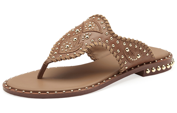 (W) Ash Phedra 'Retro Studded Gold Leather Thong Sandal' 圖 2