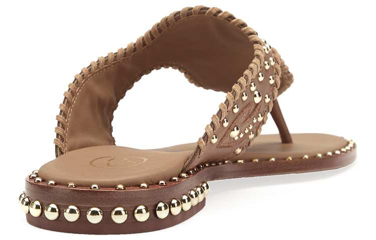 (W) Ash Phedra 'Retro Studded Gold Leather Thong Sandal' 圖 3