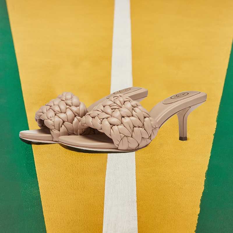 (W) Ash Rose Fashion Sandal 'Light Brown' 'Summer Knit Peep-Toe Mid-Heel' 圖 11