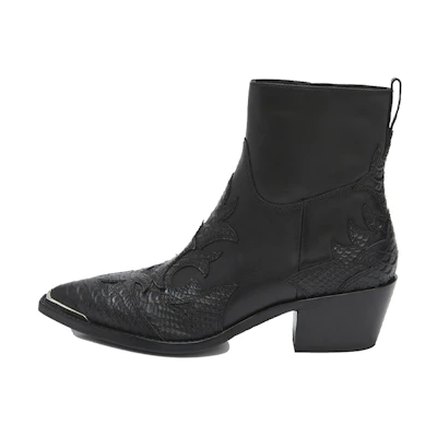 (W) Ash Short Boots 'Embossed Hollow Black Leather'