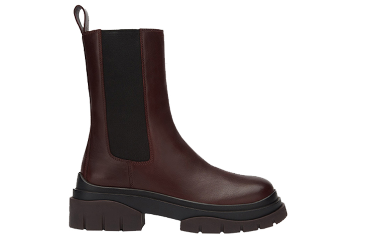 Order ASH Storm 皮革 厚底休閒切爾西靴 女款 酒紅色