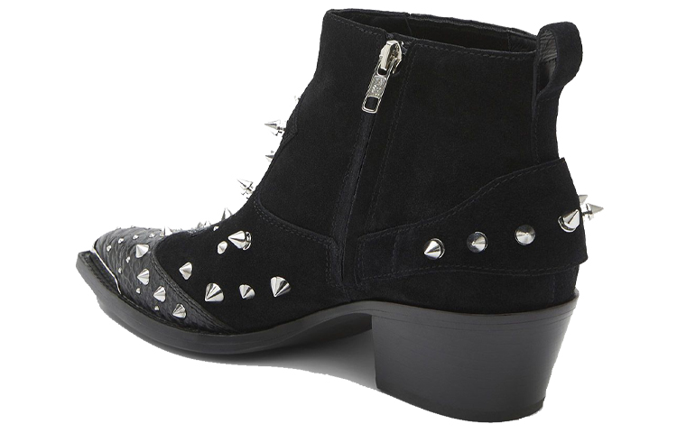 (W) Ash Studded Embossed Leather Ankle Boots 'Black' 圖 3