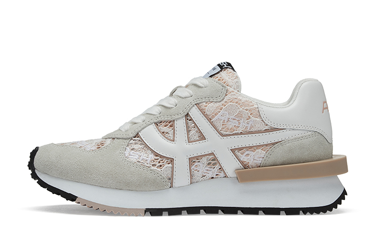 (W) Ash Toxic Series Low-Top Lace Leather Sneaker 'White/Apricot'