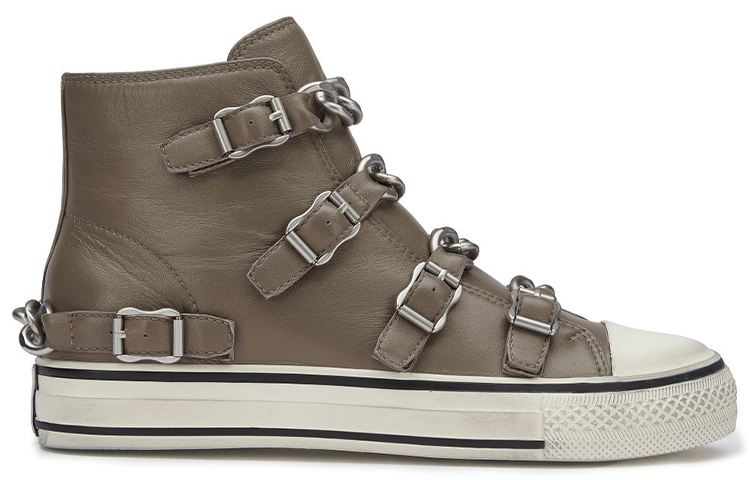 Order (Women) Ash Vertigo 'Grey Brown Chain Buckle Leather High-Top' FW21-V-135565-002