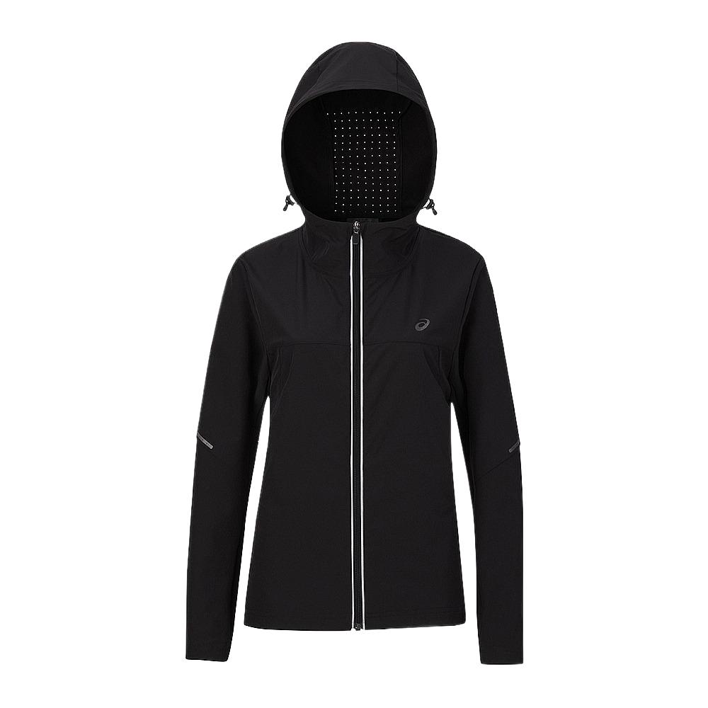 (Women) ASICS Black Hooded Zip Breathable Sweat-Wicking Jacket 2012C834-001