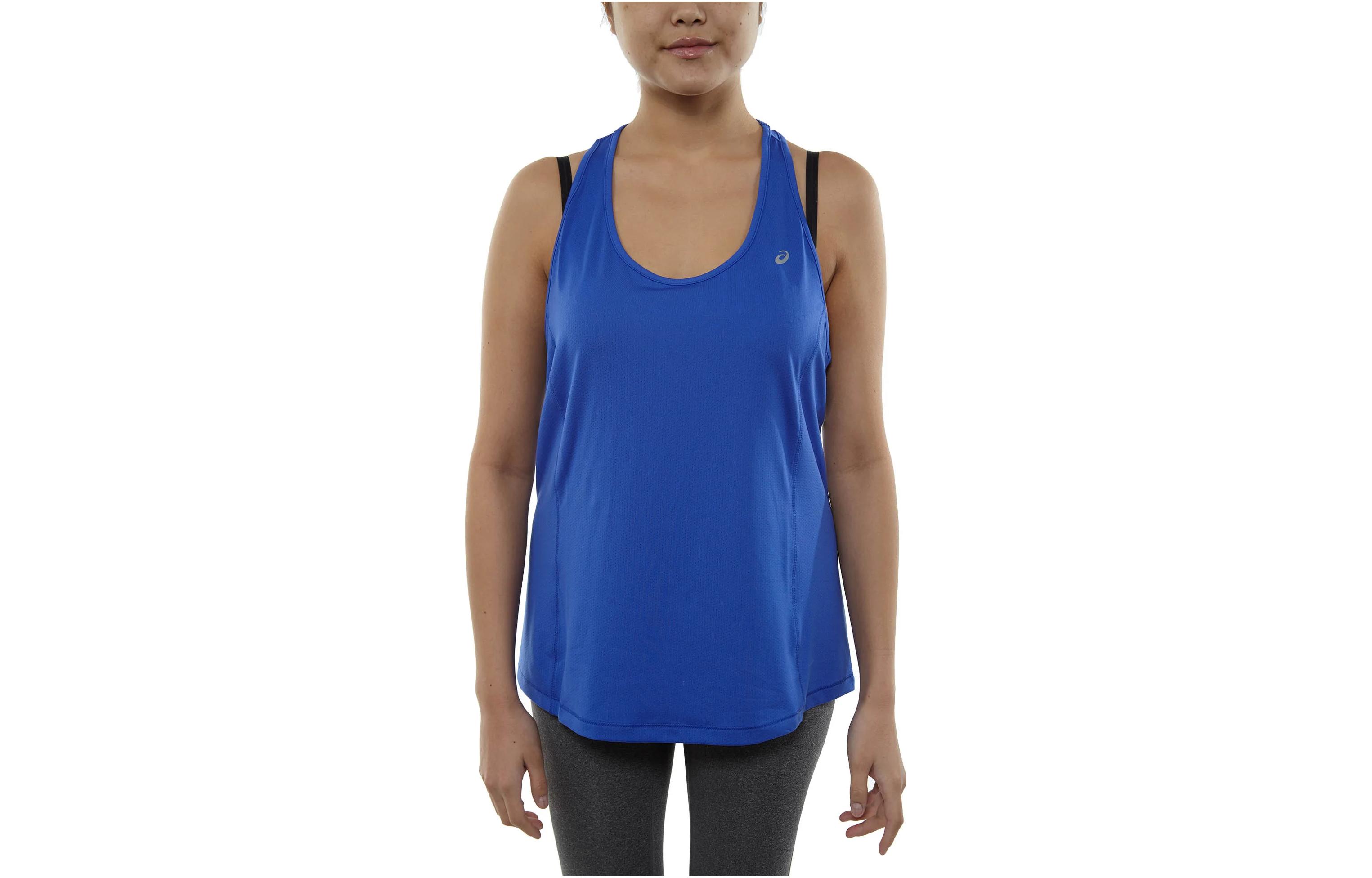 (Women) ASICS Blue Graphic Print Sleeveless Loose Fit Sports Tank Top. WR3123-8091