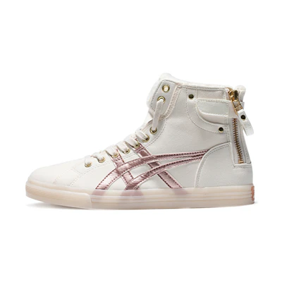 (W) ASICS Double Clutch Fleece Retro High Board Shoe Milk White/Gold