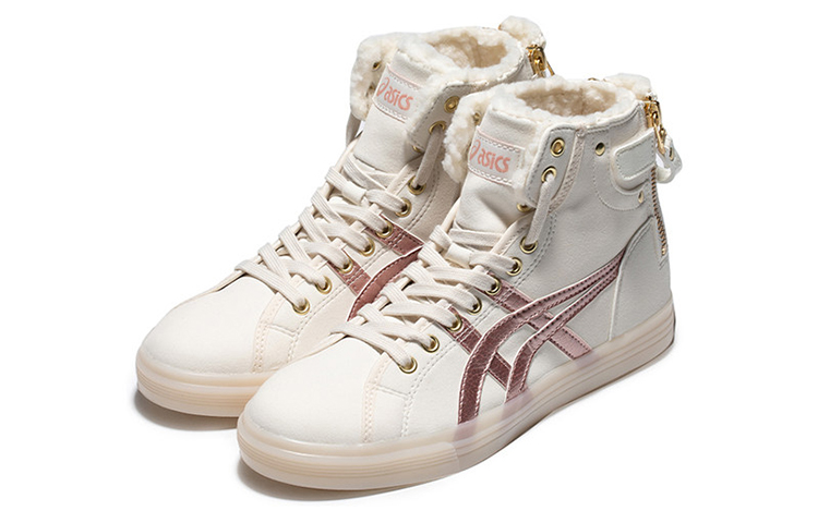 Lookbook (W) 아식스 더블 클러치 레트로 하이탑 (밀크화이트/골드) 1202A078-100