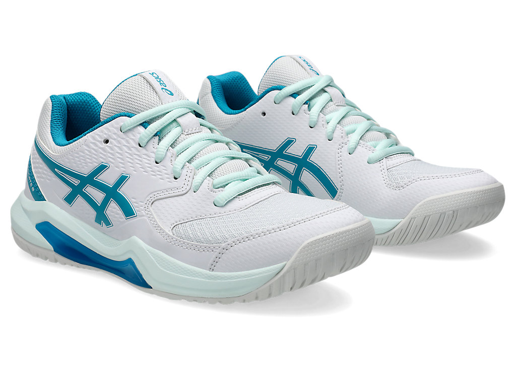 Lookbook (Women) ASICS Gel-Dedicate 8 Wide 'White Teal Blue' 1042A235-103