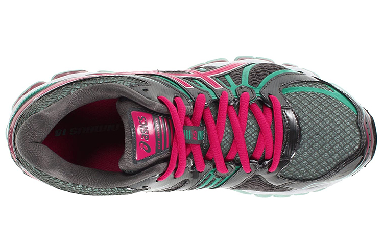 Shop 亞瑟士 GEL-Nimbus 15 舒適耐磨 低幫運動跑步鞋 女款 灰綠紅