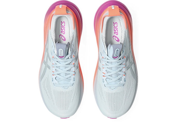 Sizing (W) ASICS GEL-NIMBUS 28 跑鞋 天空/數位櫻花款 1012B987-400