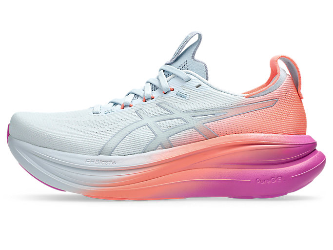 Cheap (W) アシックス ゲルニンバス 28 ランニングシューズ スカイ/デジタルサクラ 1012B987-400