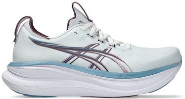 (Women) ASICS GEL-NIMBUS 28 Wide Running Shoes Arctic Blue/Velvet Purple 1012B917-400 (Women) ASICS GEL-NIMBUS 28 Wide Running Shoes Arctic Blue/Velvet Purple 1012B917-400