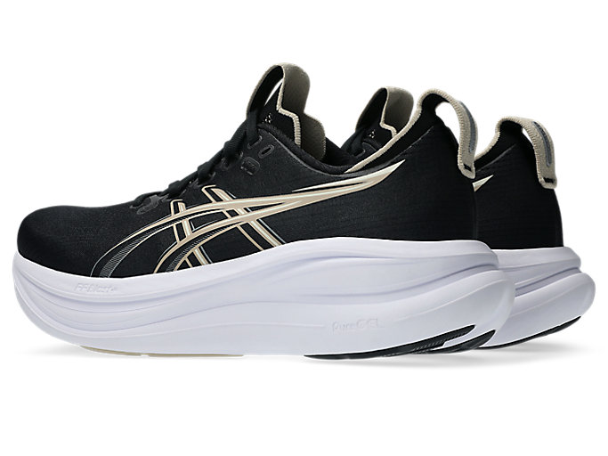 Lookbook (W) ASICS GEL-NIMBUS 28 Wide Sepatu Lari Hitam/Abu-abu Muda 1012B917-002