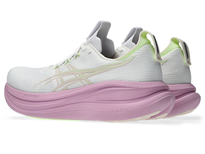 Lookbook (Women) ASICS GEL-NIMBUS 28 Wide Running Shoes White/Hazy Lilac 1012B917-101