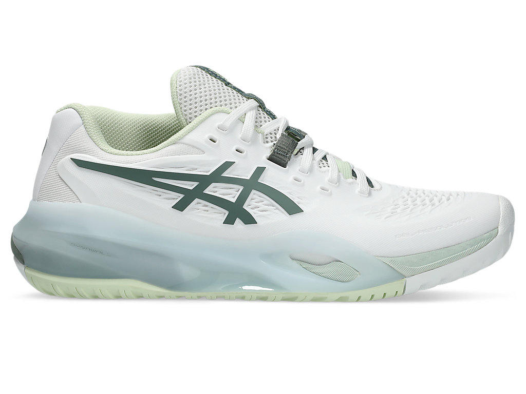 (Women) ASICS GEL-RESOLUTION X (All Court) Tennis Shoes White/Monument Blue 1042A279-102