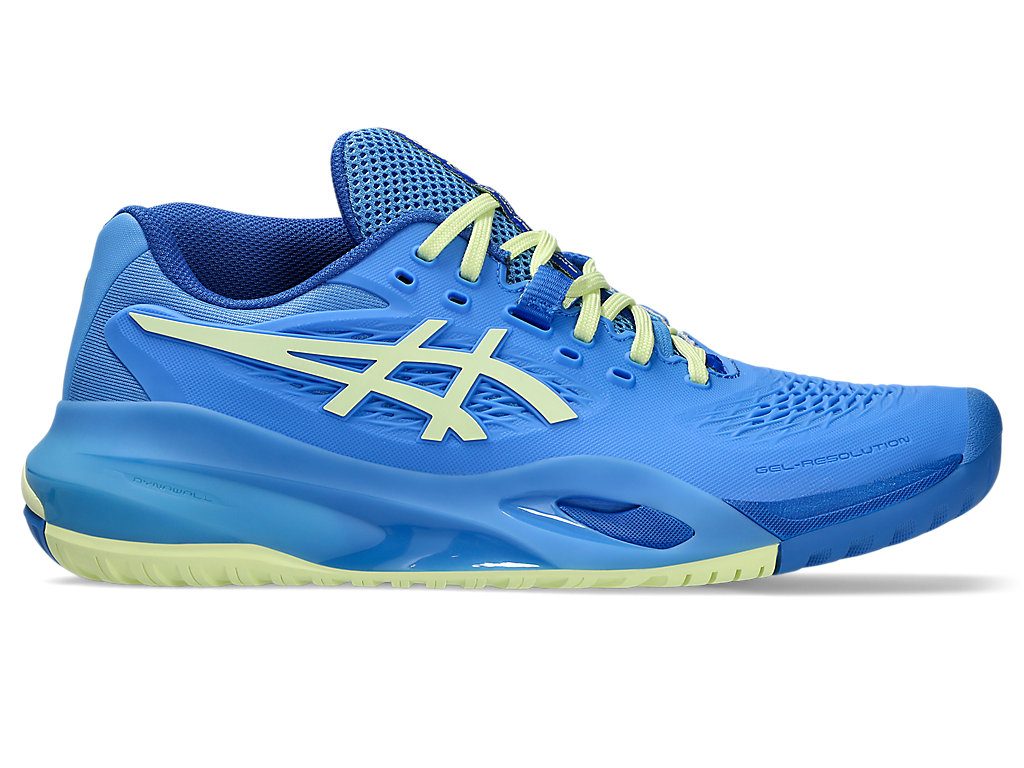 (Women) ASICS GEL-RESOLUTION X (All Court) Tennis Shoes Blue Coast/Huddle Yellow 1042A279-400