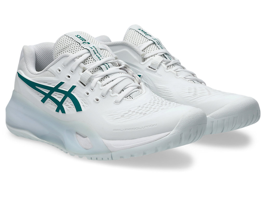Lookbook (W) ASICS GEL-RESOLUTION X All Court Tennisschoenen Wit/Pitch Groen 1042A279-103