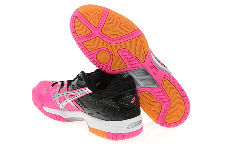 Shop Asics Gel-Rocket 6 減震防滑運動跑步鞋 女款 粉黑拼色
