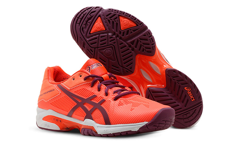 Shop Asics Gel-Solution Speed 3 低筒 跑步鞋 女款 橘紫色