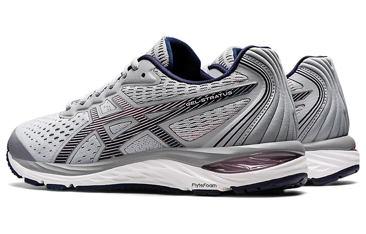 Shop Asics Gel-Stratus 耐磨防滑 低筒 跑步鞋 女款 灰紫