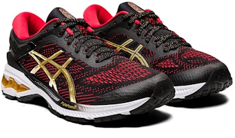 亞瑟士 Gel-Kayano 26 防滑耐磨 低筒 跑步鞋 女款 黑紅金 Lookbook 亞瑟士 Gel-Kayano 26 防滑耐磨 低筒 跑步鞋 女款 黑紅金