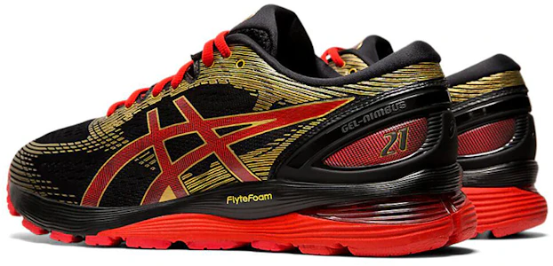 亞瑟士 GEL-Nimbus 21 低筒 跑步鞋 女款 黑紅金 Lookbook 亞瑟士 GEL-Nimbus 21 低筒 跑步鞋 女款 黑紅金