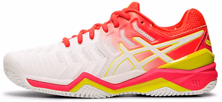 (Women) ASICS Gel Resolution 7 Clay Court 'White Red Yellow' E752Y-116 (Women) ASICS Gel Resolution 7 Clay Court 'White Red Yellow' E752Y-116