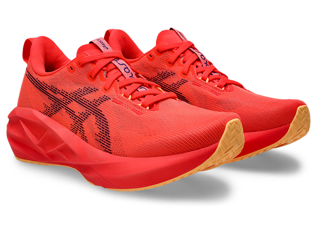 Order (W) アシックス ノヴァブラスト 5 ランニング シューズ フラッシュレッド/江戸パープル 1012B765-601