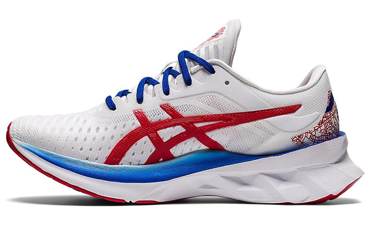 (W) ASICS Novablast White/Blue/Red