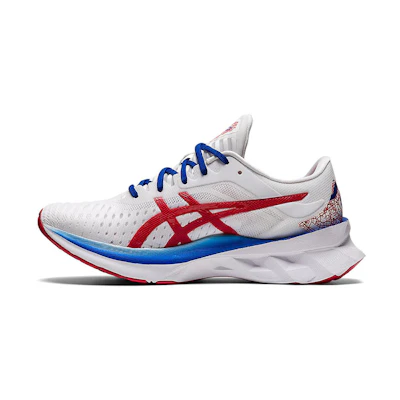 (W) ASICS Novablast White/Blue/Red
