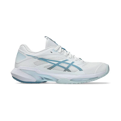 (W) ASICS Solution Speed FF 4 OC Tennis Shoes White/Saba Blue