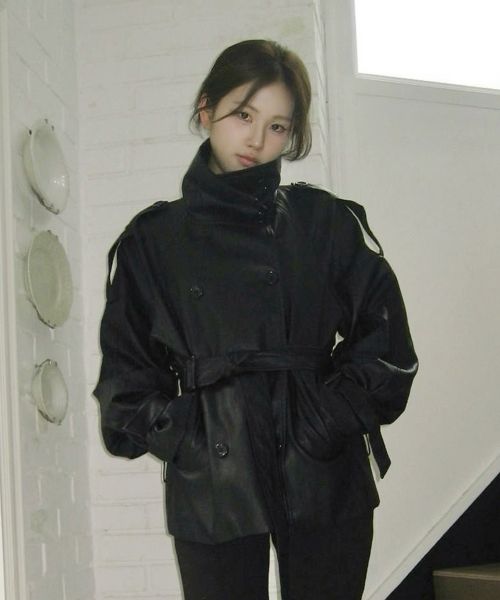 Buy (W) Jaket Trench Kulit Hitam Asura Original A26FWJK113BKOS