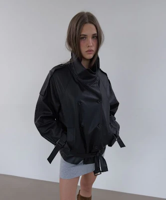 (W) Jaket Trench Kulit Hitam Asura Original A26FWJK113BKOS Details for (W) Jaket Trench Kulit Hitam Asura Original A26FWJK113BKOS