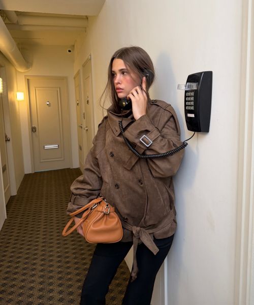 Lookbook (Women) Asura Authentic Brown Suede Trench Jacket A26FWJK114BROS