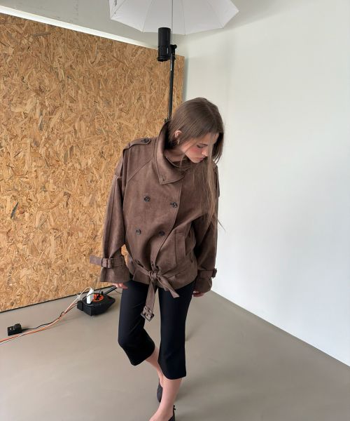 Purchase (Women) Asura Authentic Brown Suede Trench Jacket A26FWJK114BROS