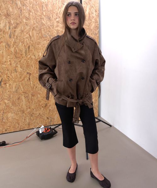Details for (Women) Asura Authentic Brown Suede Trench Jacket A26FWJK114BROS