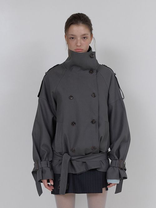 (Women) ASURA Authentic Charcoal Trench Jacket - Sleek and Stylish Outerwear A26SSJK43CC0F