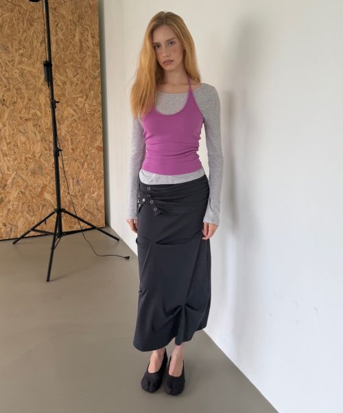 (Women) Asura Charcoal Snap Drape Skirt A26FWSK103CCOS