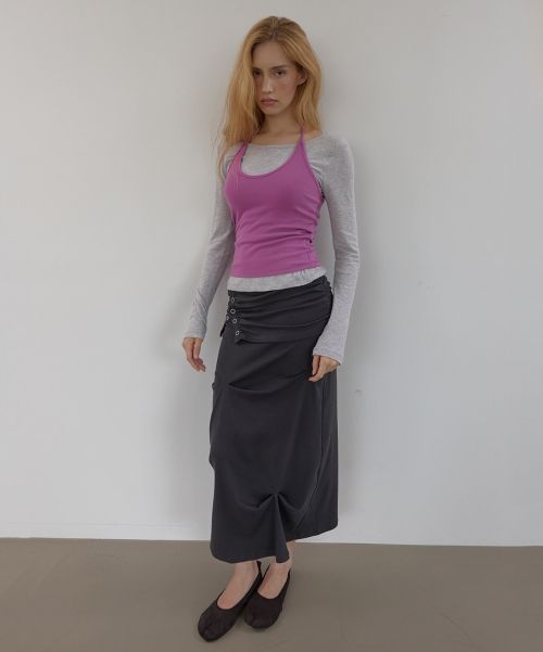 Order (Women) Asura Charcoal Snap Drape Skirt A26FWSK103CCOS