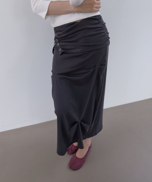 Shop (Women) Asura Charcoal Snap Drape Skirt A26FWSK103CCOS