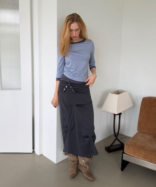 Purchase (Women) Asura Charcoal Snap Drape Skirt A26FWSK103CCOS