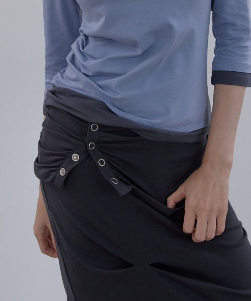 Details for (Women) Asura Charcoal Snap Drape Skirt A26FWSK103CCOS