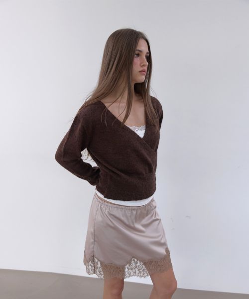 Purchase (Women) Asura Lace Satin Band Skirt Beige A26FWSK98BGOS