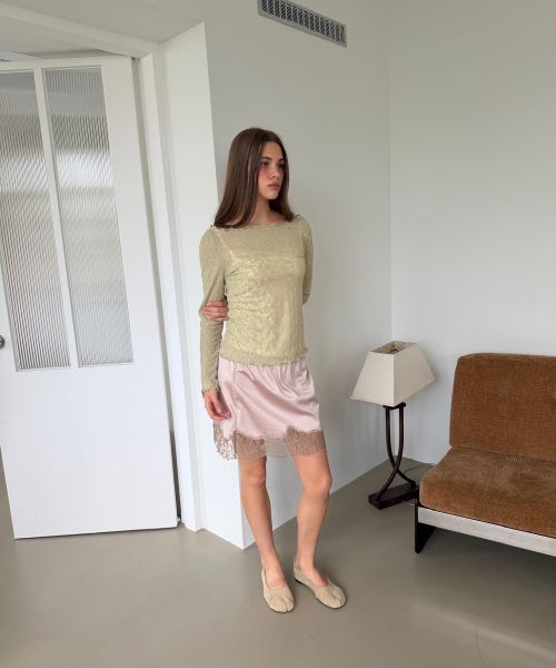 Details for (Women) Asura Lace Satin Band Skirt Beige A26FWSK98BGOS