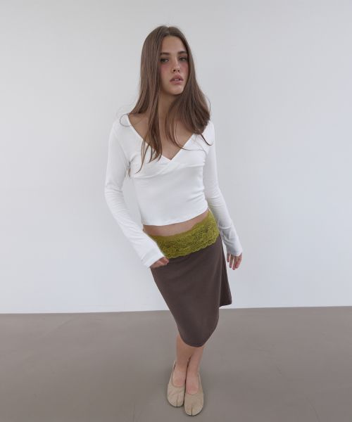 (Women) Asura Lace Waist Skirt - Olive Brown A26FWSK101OBOS