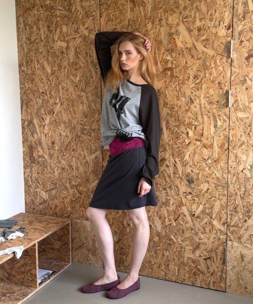(Women) Asura Lace Waist Skirt (Plum & Charcoal) A26FWSK102PCOS