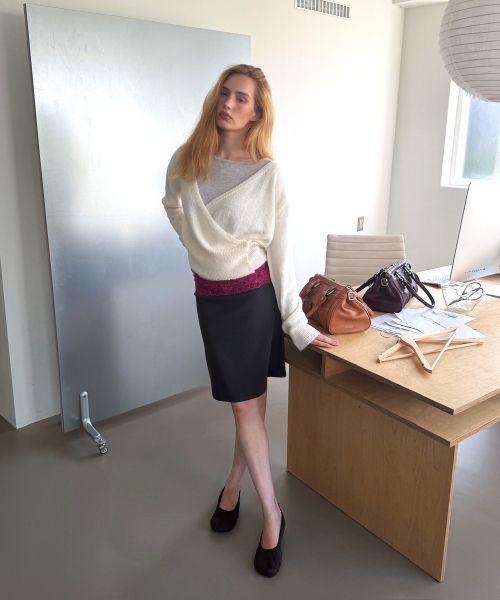 Details for (Women) Asura Lace Waist Skirt (Plum & Charcoal) A26FWSK102PCOS