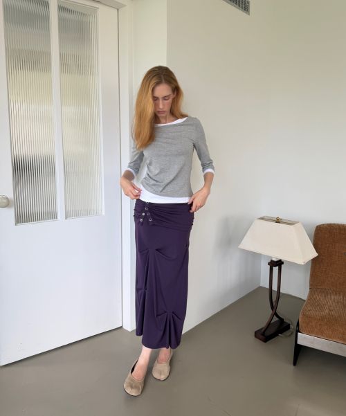 (Women) Asura Snap Draped Skirt (Purple) A26FWSK105PPOS