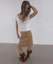 Order (Women) Asura Suede Punched Midi Skirt Beige - Elegant Beige Suede Midi Skirt with Punched Design A26FWSK106BGS